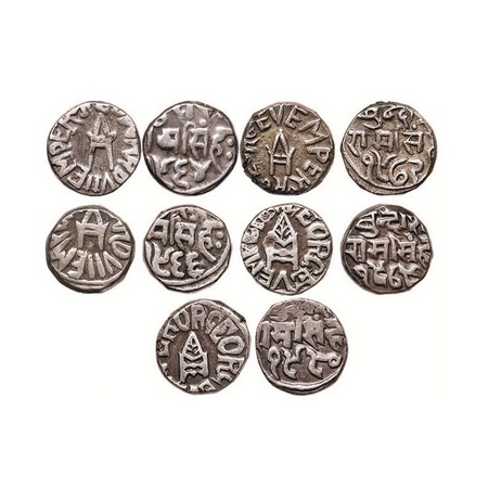 Bundi, Silver Rupee (5 coins), Raghubir Singh (VS 1946-1984, 1889-1927 AD), in the name of