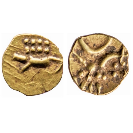 Coorg, Gold Fanam, 0.40gm, issued by the Changalvas Rajas, Rev: Boar standing to right. He