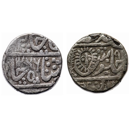 Indore, Silver Rupee, 10.78gm, Tukoji Rao II, Malharnagar Mint, AH 1266/ Frozen RY 91, in 