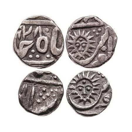 Indore, Silver ½ & ¼ Rupee (2 coins), 5.49gm & 2.86gm, Tukoji Rao II, Malharnagar Mint, in