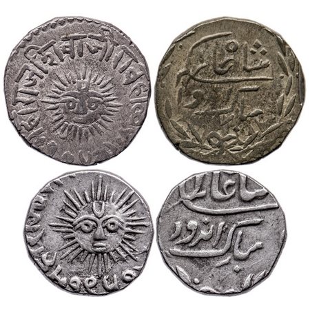 Indore, Silver Rupee & ½ , 11.12gm & 5.58gm, Shivaji Rao, Indore Mint, in the name of Shah