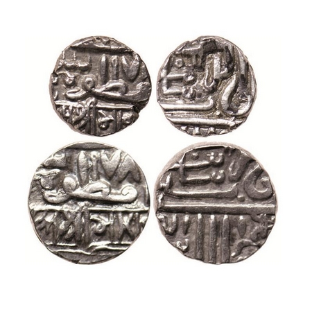 Kutch, Silver, (2 Coins), Bharmalji I, in the name of Muzaffar Shah III, ½ Kori 2.30gm & K