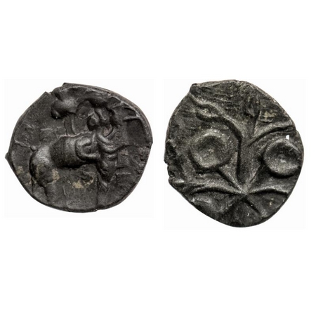 Satavahanas, Siri Satakarni, Potin Unit, 1.04gm, Nasik Region, Obv: Elephant walking to ri