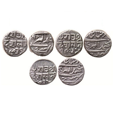 Kutch, Silver, Kori (3 Coins), Deshalji II, in the name of Muhammad Akbar II, VS 1901, 190
