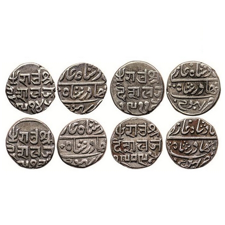 Kutch, Silver, Kori (4 Coins), Deshalji II, in the name of Bahadur Shah II, VS 1909, 1911,