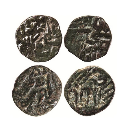Kutch, Copper, (2 Coins) 7.75, 6.95gm, Anonymous King (name unreadable), in the name of Ma