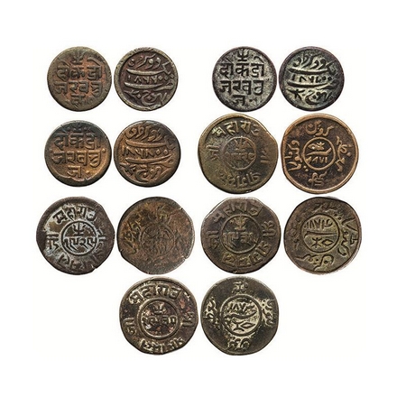 Kutch, Copper, (7 Coins), Pragmalji II (VS 1917-1932/1860-1875 AD), in the name of Queen V
