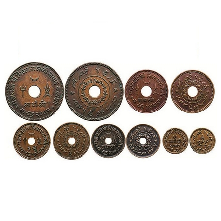 Kutch, Copper, (5 Coins) Vijayarajji, in the name of George VI, Adhio VS 2002/1946 AD, Pay
