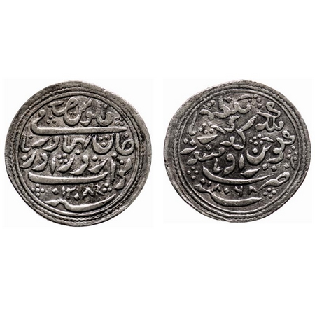 Radhanpur, Silver, 100 Falus, 11.78gm (heavy), Zorawar Khan (AH 1241-1291, 1825-1874 AD), 