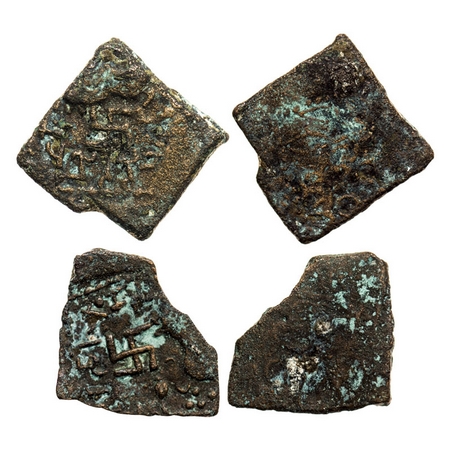 Satavahanas, Siri Satakarni, Copper Unit (2 Coins), 6.85gm, & 3.88gm, Nasik Region, Obv: B