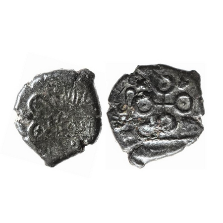 Satavahanas, Satakarni I with Queen Naganika, Copper Unit, 10.29gm, Overstruck on Junnar L