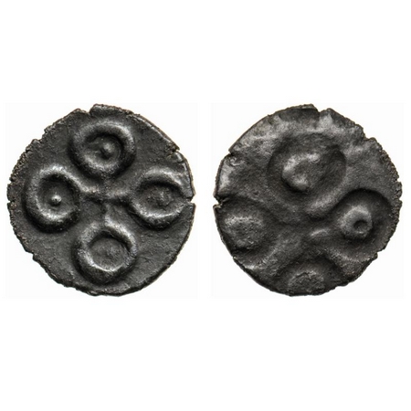 Satavahanas, Potin Unit, 2.38gm, Vidarbha Region, Error, four orb ujjaini symbol dot in ea
