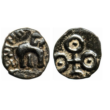 Satavahanas, Siri Satakarni, Potin Unit, 2.60gm, Tarhala Type, Obv: Elephant walking to ri