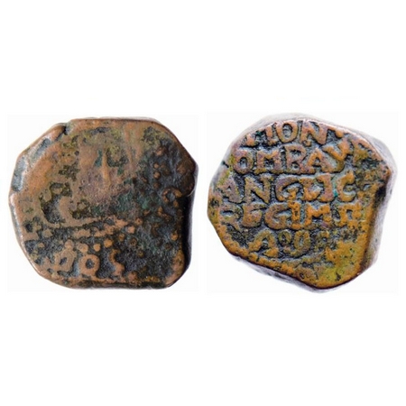 Bombay Presidency, Copper Pice (Copperoon), 13.91gm, (1674), Obv: (HON : SOC : ANG : IND :