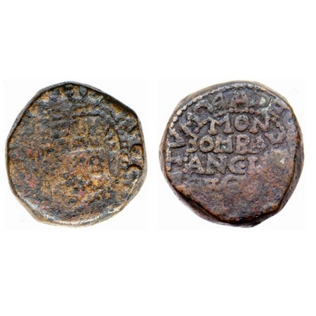 Bombay Presidency, Copper Pice (Copperoon), 13.85gm, (1674), Obv: (HON : SOC : ANG : IND :