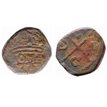 Bombay Presidency, Copper Double Pice, 10.00gm, 1773, Obv: Bale Mark, Rev: Crown 1773. F. 