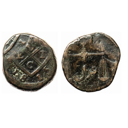 Bombay Presidency, Copper Pice, 10.41gm, 1815, Error, Double Struck, Obv: Bale Mark, 4 abo