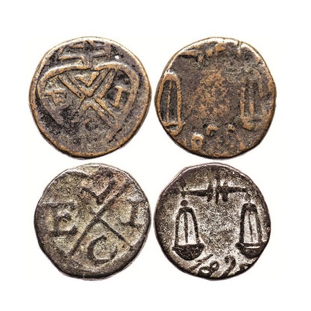 Bombay Presidency Malabar Coast, Copper Pice (2 Coins), 6.86, 6.76gm, 1828 & 1829. Obv: Ba