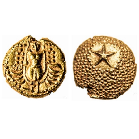 Madras Presidency, Gold Star Pagoda, 3.42gm, (1730-1735 AD, 1st Issue in star pagoda), Obv