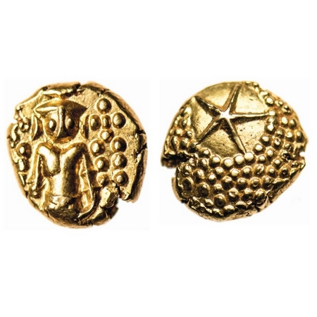 Madras Presidency, Gold Star Pagoda, 3.39gm, (1730-1735 AD, 2nd Issue in star pagoda), Obv