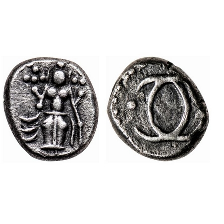 Madras Presidency, Silver Double Fanam, 1.98gm, (1690-1763 AD, 2nd Issue), Obv: A single d
