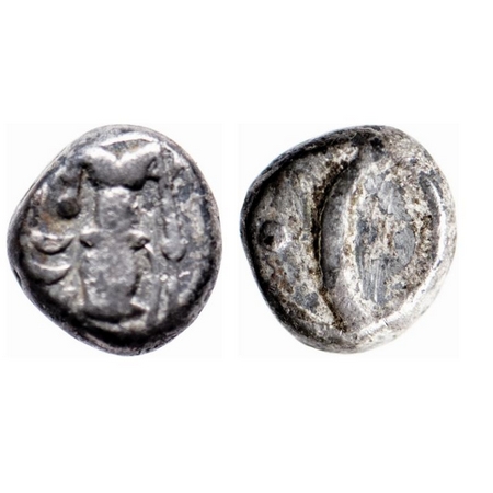 Madras Presidency, Silver Double Fanam, 1.76gm, (1764-1807 AD, 3nd Issue), Obv: A single d