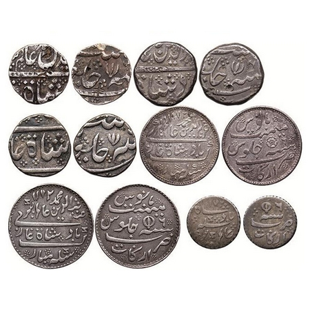 Madras Presidency, lot of Silver (6 Coins), Rupee (5) & 1/16 Rupee(1), Arcot mint, in the 