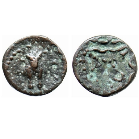 Western Kshatrapas, Damasena (c. 222-238 AD), Copper Drachma, 1.51gm, Obv: Front facing bu