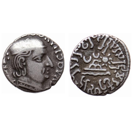 Western Kshatrapas, Rudrasimha I s/o Rudradaman, Silver Drachma, 1.94gm, Obv: Bust of king