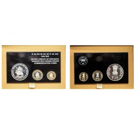 2012, Proof Coins VIP Set (3 Coins), Silver Jubilee of Shri Mata Vaishno Devi Shrine Board