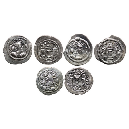 Indo-Sassanian, Silver Drachma (3 Coins), Rulers of Rajasthan, Anonymous Issue, Obv: Rowne