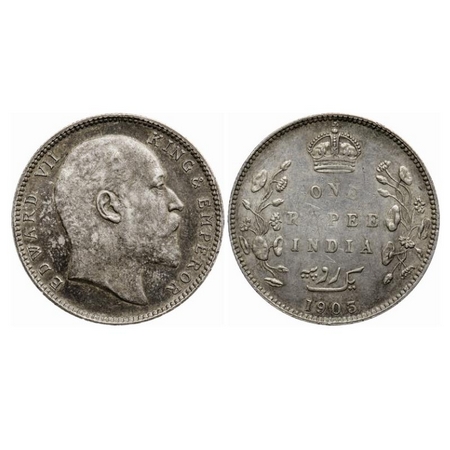 Edward VII, Silver Rupee, 1903, Bombay Mint, 'B' incused, Dot. GK 927. Extremely Fine. Sca