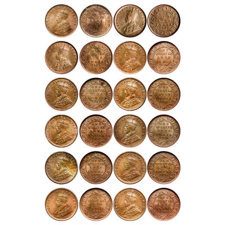 George V, Bronze Quarter Anna (12 Coins), 1912, Calcutta Mint, No dot (PCG Slabbed, MS 63)