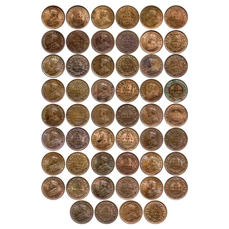 George V, Bronze 1/12 Anna (26 Coins), 1912, 1913, 1914, 1915, 1916, 1917, 1918, 1919, 192