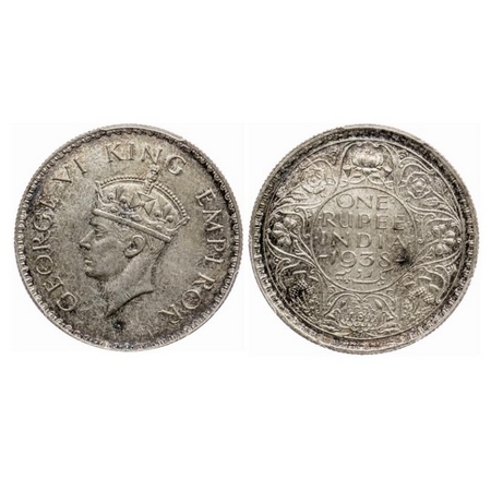 George VI, Silver Rupee, 1938, Bombay Mint, A/I, No dot. GK 1254. PCGS Slabbed MS 63. Rare