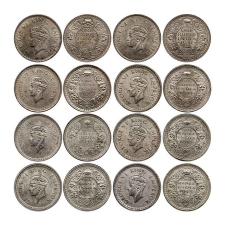 George VI, Half Silver Rupee (8 Coins), 1940, Bombay Mint, A(a)/I, Dot, 1941, Bombay Mint,