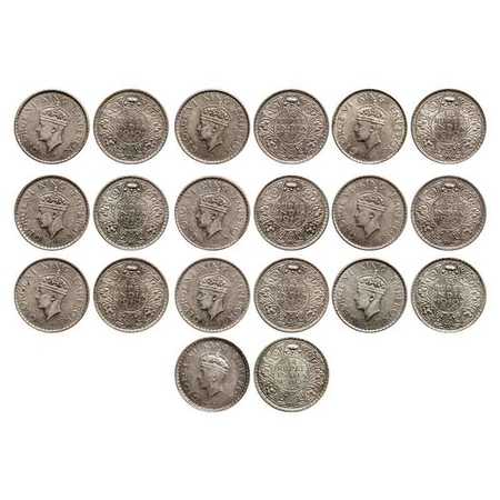 George VI, Half Silver Quarter Rupee (10 Coins), 1940, Bombay Mint, Head type II, Reverse
