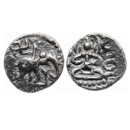 Rashtrakutas, Khandesh Region, Silver Dramma, 0.46gm, 9.00mm, Obv: Elephant walking to rig