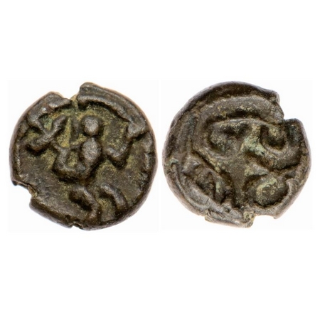 Nayakas of Madurai, Copper Kasu, 0.94gm, 9.20mm, Obv: Warrior running to right with holdin