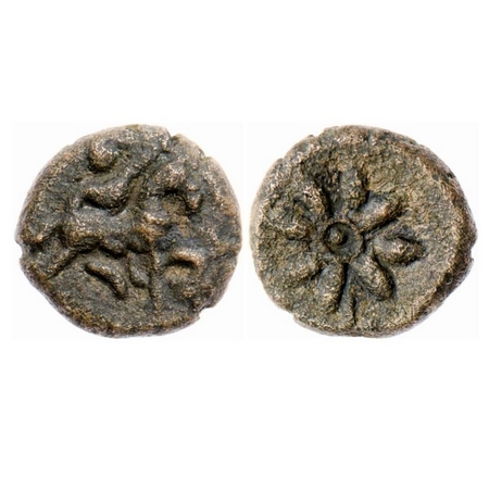 Thanjavur Nayakas, Copper Kasu, 1.13gm, 9.50mm, Anonymous Issue, Obv: Horse rider running 