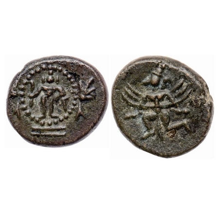 Thanjavur Nayakas, Copper Kasu, 3.64gm, 14.30mm, Anonymous Issue, Obv: Standing figure of 