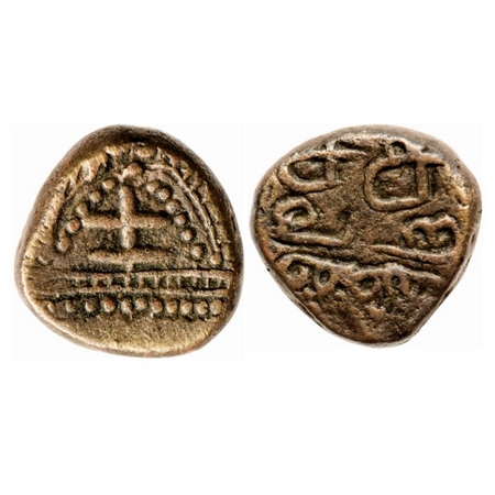 Sivaganga Rajas, Copper Kasu, 3.37gm, Obv: Sivalinga, Rev: Tamil legend in two lines 'Sasi