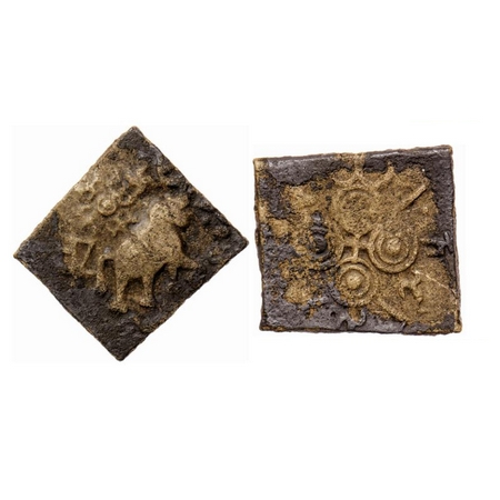 Satavahanas, Siri Sadavahana, Pusad Region (Vidarbha), Copper Square Unit, 13.72gm, Obv: E
