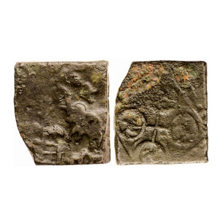 Satavahanas, Siri Satakarni, Vidarbha Area, Copper Square Unit, 3.82gm, Obv: Elephant walk