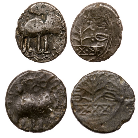 Satavahanas, Kausikiputra Siri Satakarni, Nasik Region, Bronze Unit (2 Coins), Obv: Elepha