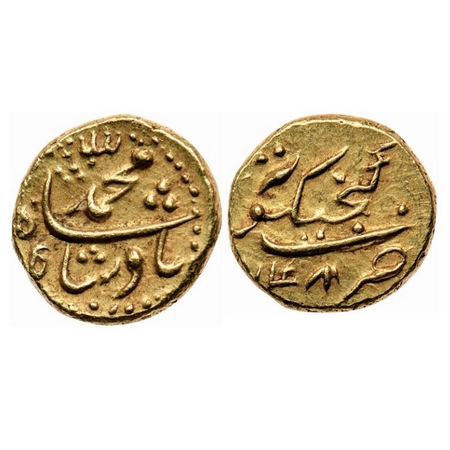 Muhammad Shah, Gold Pagoda, 2.84gm, Ganjikot Mint, AH XX48, complete mint name on rev. KM 