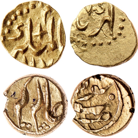 Alamgir II, Gold Fanam (2 Coins), Kharpa & Gooty Mint. KM Unlisted. About Extremely Fine, 