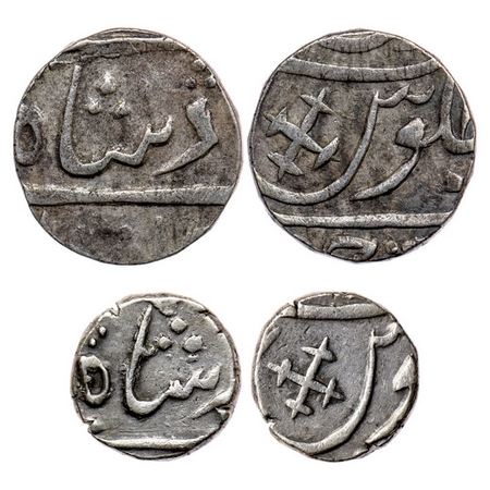 Broach, Silver Rupee & ½ (2 Coins), Imtaya ud Daula (AH 1182-1186 / 1768-1772 AD), in the