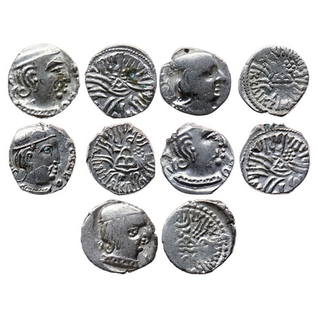 Western Kshatrapas, Silver Drachma (5 Coins), a set of three different rulers, Kardamaka F