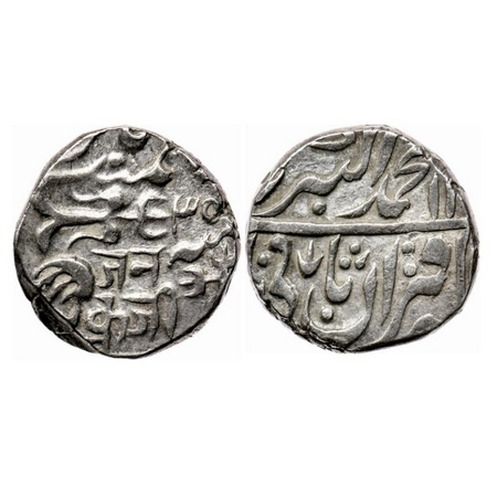 Gwalior, Silver Rupee, 10.87gm, Jayaji Rao (1843-1886 AD), Basoda Mint, RY 35 in the name 